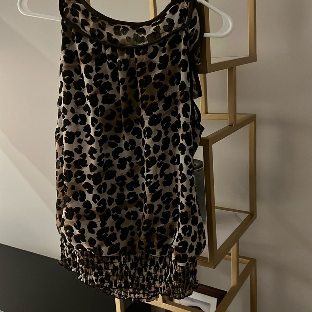 Cute leopard print tank with floppy bow on shoulder